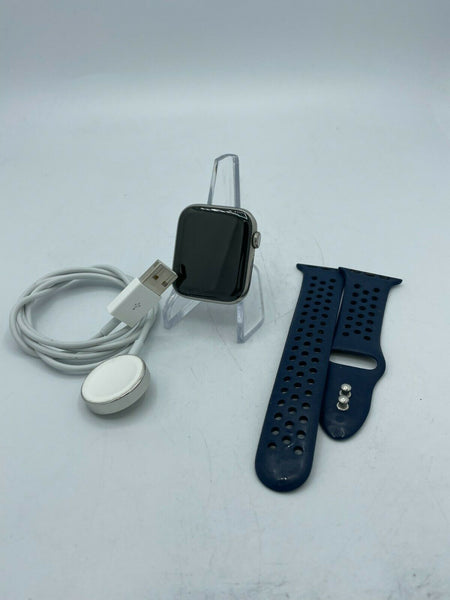 Apple Watch Series 5 Cellular Silver Titanium 44mm w/ Blue Sport