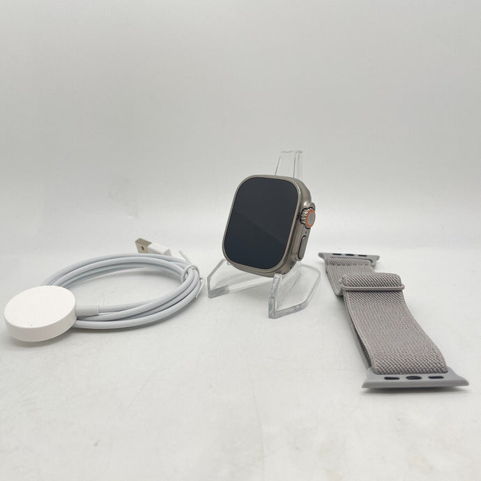 Apple Watch Ultra Cellular Titanium 49mm w/ Gray Non-OEM Sport Loop Very Good