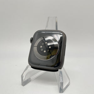 Apple Watch Series 7 Space Black Titanium 45mm w/ Black Leather Link Very Good
