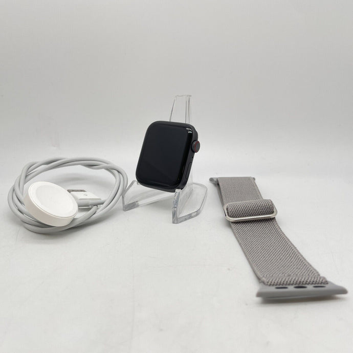 Apple Watch SE Cellular Space Gray Aluminum 44mm w/ Gray Non-OEM Sport Loop Good