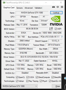 EVGA NVIDIA GeForce GTX 1080 FTW 8GB GDDR5X FHR 256 Bit
