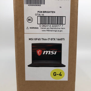 MSI GF65 Thin 15.6" 2020 2.0GHz i7-10th Gen 8GB 512GB GTX 1660 Ti - NEW & SEALED