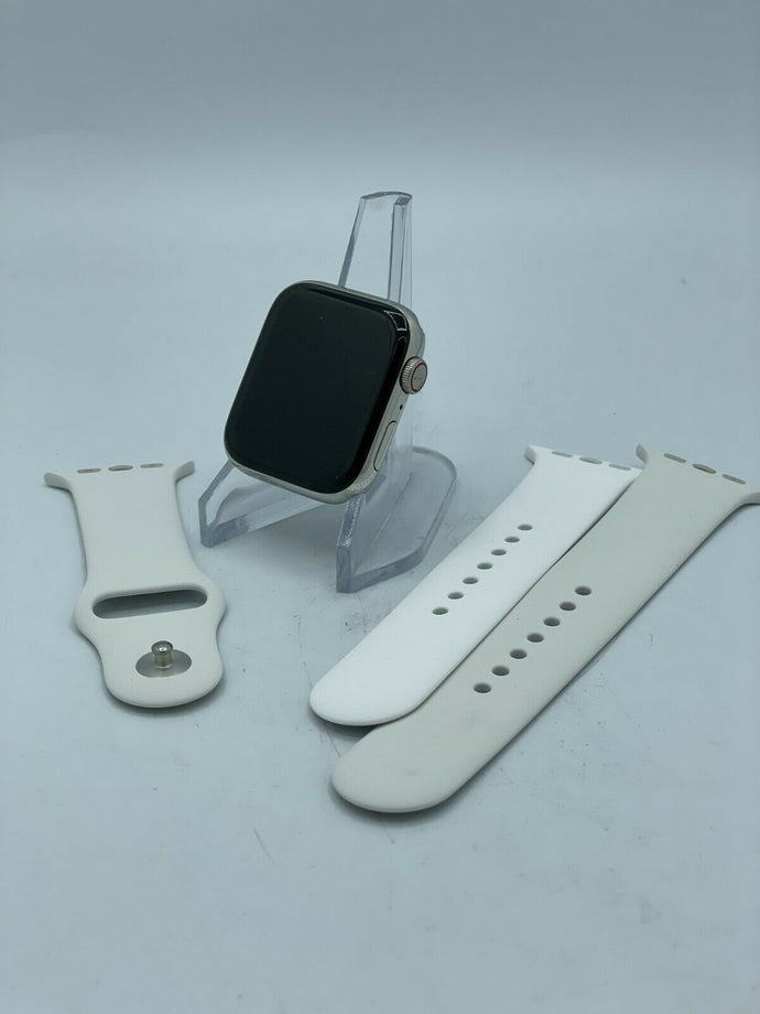 Apple Watch Series 5 Cellular Silver Stainless Steel 44mm w/ White Sport