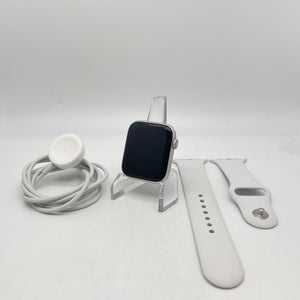 Apple Watch Series 4 Cellular Silver Aluminum 44mm w/ White Sport Band