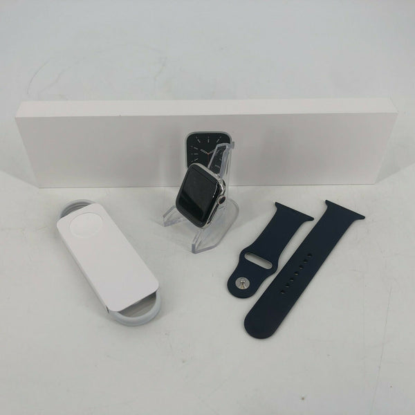 Apple Watch Series 6 Cellular Silver Stainless Steel 44mm w/ Navy Sport