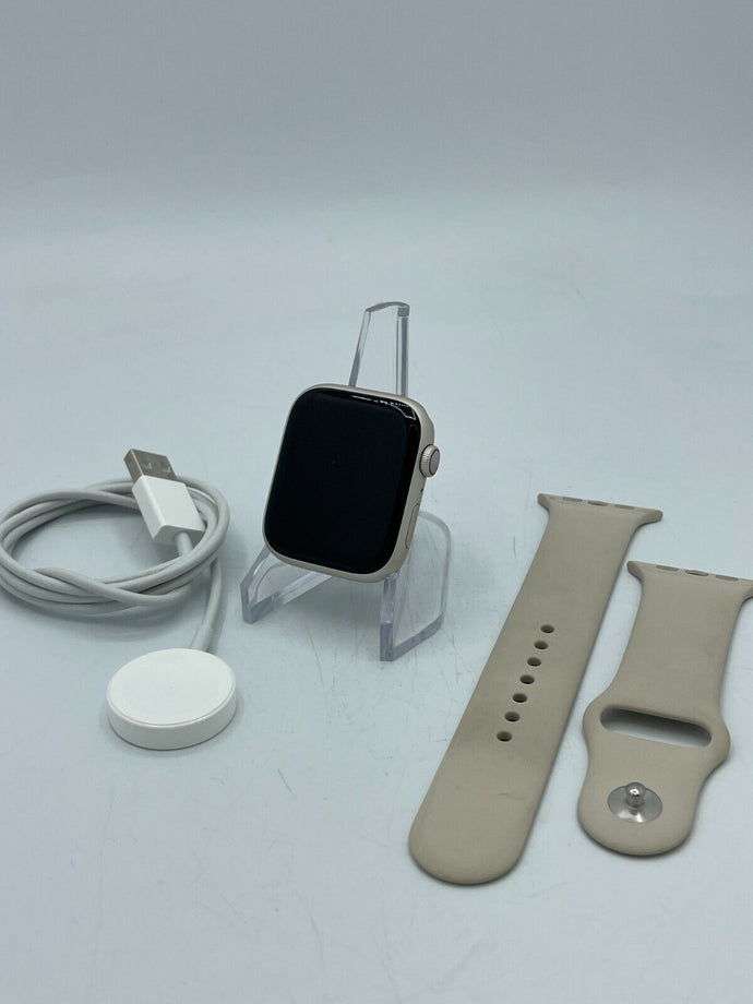 Apple Watch Series 7 Cellular Starlight Aluminum 45mm w/ White Sport