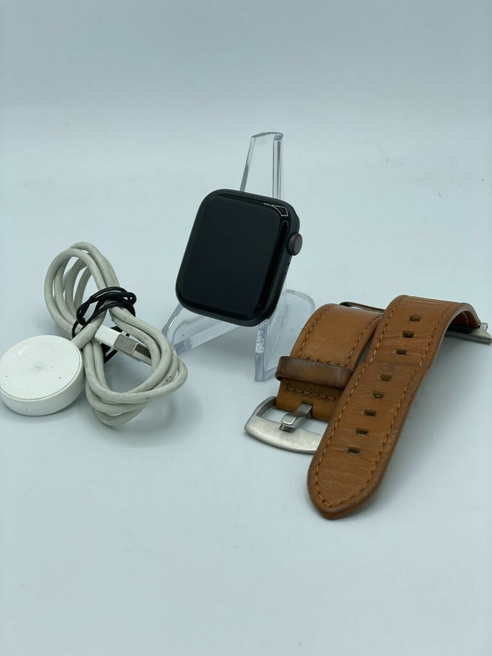 Apple Watch Series 6 Cellular Space Gray Sport 44mm w/ Brown Leather