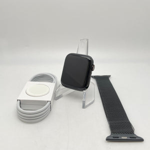 Apple Watch Series 6 Cellular Black S. Steel 44mm Gray Milanese Loop Excellent