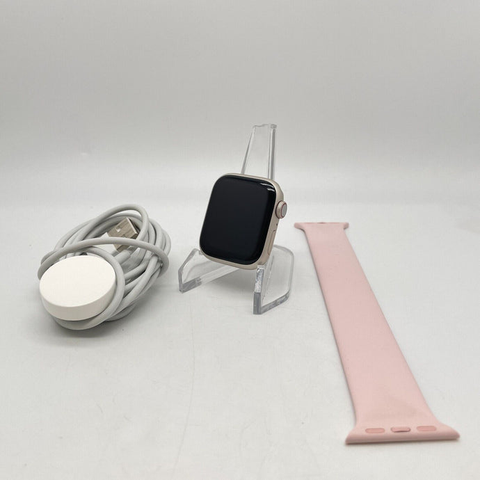 Apple Watch Series 7 Cellular Starlight Aluminum 41mm Pink Sand Solo Loop Good