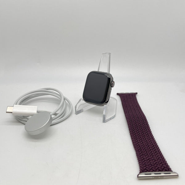 Apple Watch Series 7 Cellular Graphite S. Steel 41mm Purple Solo Loop Excellent