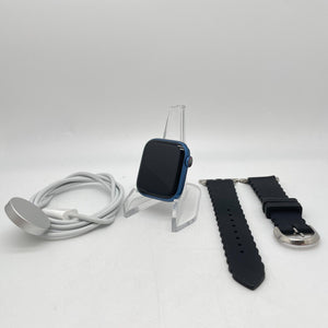 Apple Watch Series 7 Cellular Blue Aluminum 41mm w/ Black Modern Buckle Good
