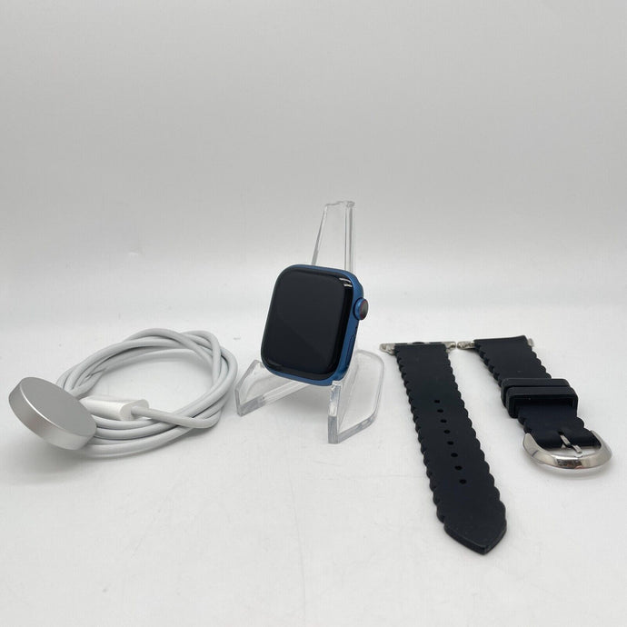 Apple Watch Series 7 Cellular Blue Aluminum 41mm w/ Black Modern Buckle Good