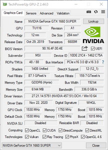 MSI GeForce GTX 1660 SUPER VENTUS XS OC 6GB GDDR6 FHR