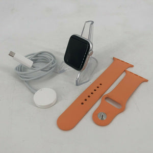 Apple Watch SE (GPS) Silver Sport 44mm w/ Orange Sport Band