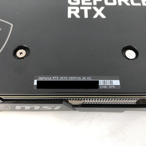 MSI NVIDIA GeForce RTX 3070 Ventus 3x OC 8GB LHR GDDR6 256 Bit - Good Condition