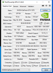 Asus NVIDIA GeForce GTX 1070 (Turbo-GTX1070-8GB) 8GB FHR GDDR5 256 Bit