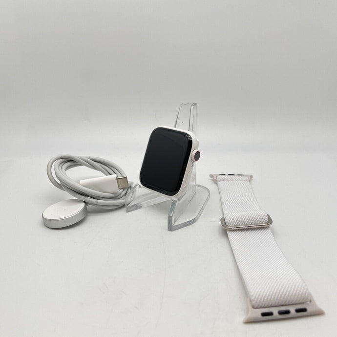 Apple Watch Series 5 Cellular White Ceramic 44mm w/ White Sport Loop Excellent