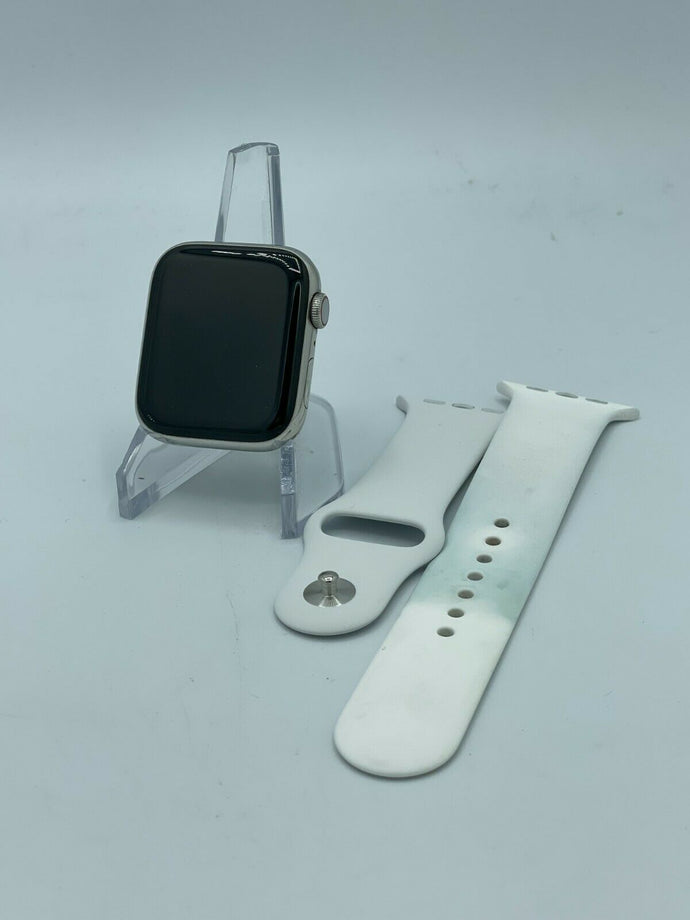 Apple Watch Series 6 Cellular Silver Stainless Steel 44mm w/ White Sport