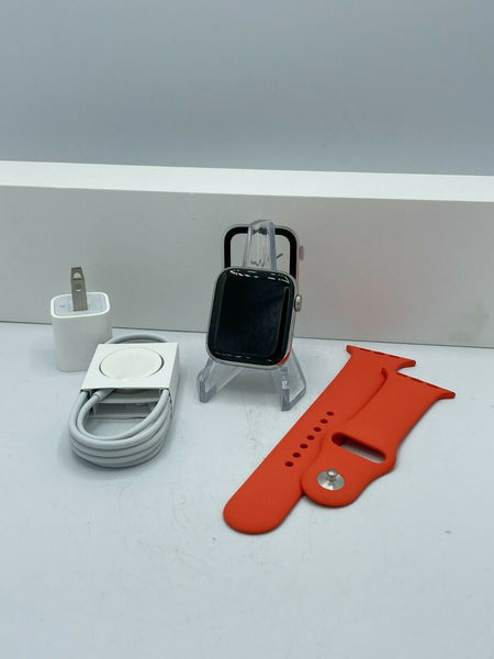Apple Watch Series 6 Cellular Silver Stainless Steel 44mm w/ Orange Sport