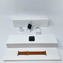 Load image into Gallery viewer, Apple Watch Series 5 Cellular White Ceramic 44mm w/ Brown Leather Loop Very Good