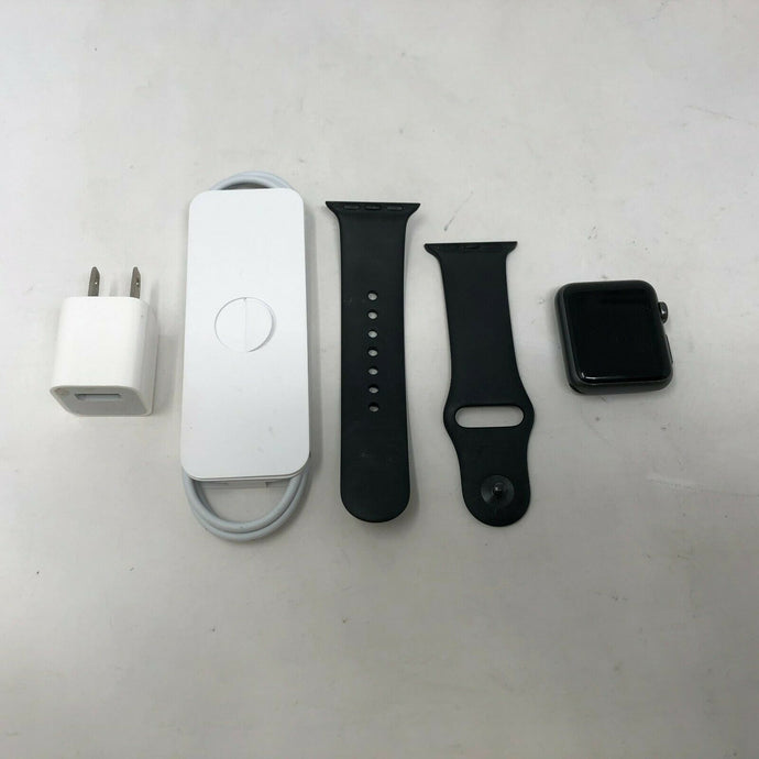 Apple Watch Sport Series 1 Space Gray Aluminum Good Black Sport Band w/ Charger