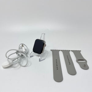 Apple Watch Series 7 Cellular Silver Titanium 45mm w/ Gray Sport Band Very Good