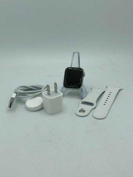 Apple Watch Series 5 Cellular Silver Stainless Steel 40mm w/ White Sport