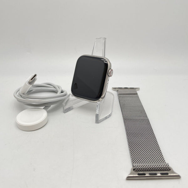 Apple Watch Series 7 Cellular Silver S. Steel 45mm w/ Milanese Loop Very Good