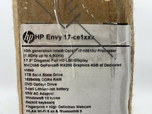 HP ENVY 17-ce1xxx Silver 2020 FHD 1.8GHz i7-10510U 16GB 1TB SSD