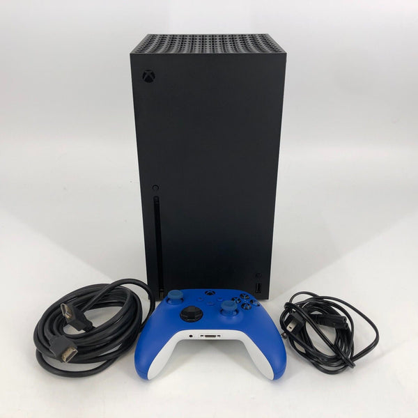 Microsoft Xbox Series X Black 1TB - Good Condition w/ Blue Controller + Cables