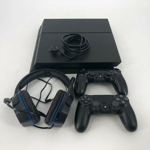 Sony Playstation 4 Black 500GB w/ Controllers + Power Cable + Headset