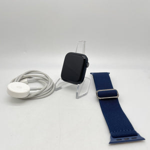 Apple Watch Series 7 (GPS) Midnight Black Aluminum 45mm w/ Blue Sport Loop Good