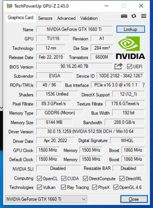 EVGA GeForce GTX 1660 Ti 6GB FHR GDDR6 PCIe x16 3.0 Graphics Card