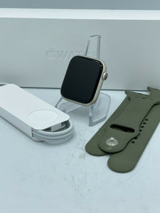Apple Watch Series 7 Cellular Silver Sport 45mm w/ Khaki Sport