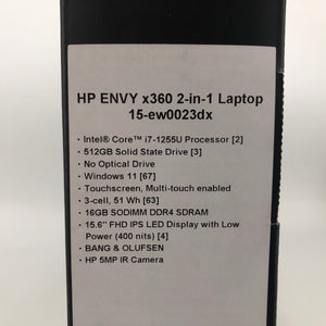 HP Envy x360 15.6" Silver 2022 FHD TOUCH 1.7GHz i7-1255U 16GB 512GB RTX 2050 NEW