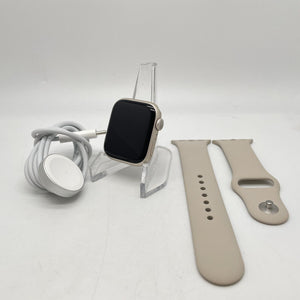 Apple Watch Series 7 (GPS) Starlight Aluminum 41mm w/ Gold Sport Band Excellent